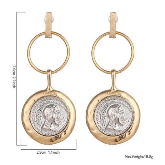 Gold plated coins earrings - Picture 3 of 4